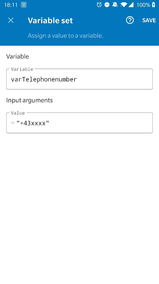 Die Telefonnummer als Variable speichern