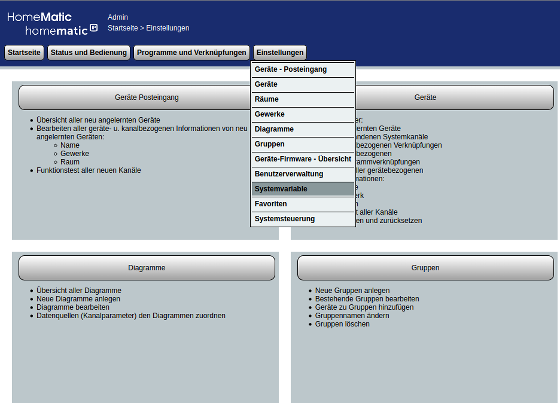 Anlage der Systemvariablen in der CCU3